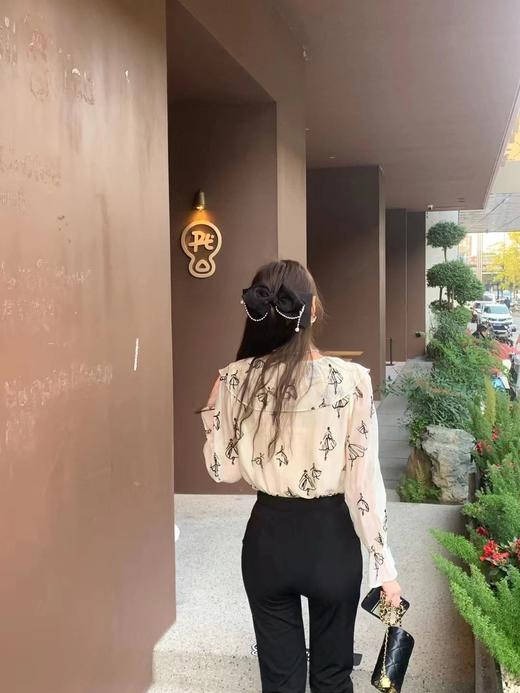 【直播专供款】春季雪纺V领印花小衫 150363587 商品图2