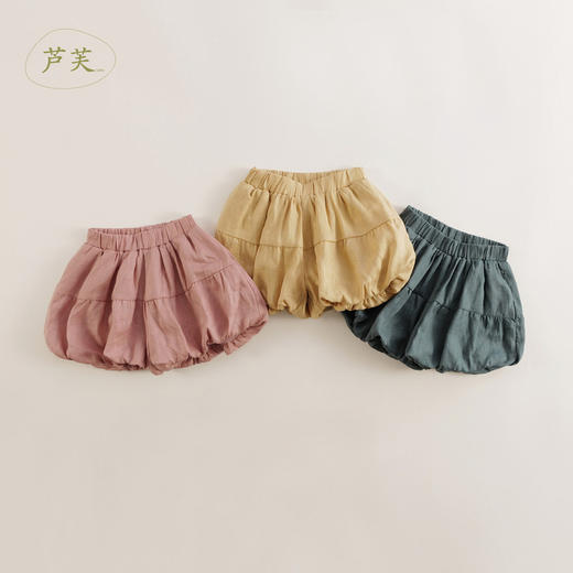 【马克珍妮 芦芙】新款夏装 女童天然亚麻花苞短裤230889 商品图0