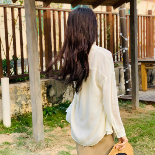 【百图lulu定制】100%桑蚕丝16姆米双绉真丝简约休闲衬衫 商品图5