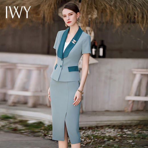 IWY/夏款气质名媛半裙女职业西装套装主持人美业前台时尚名媛CS1770 商品图2