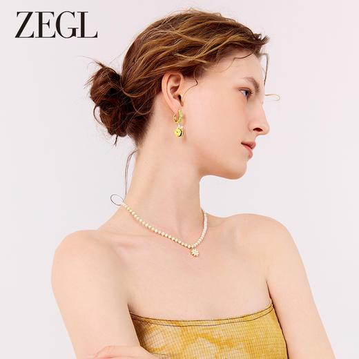 ZEGL设计师轻松春日系列小花蜜蜂耳环女小众竹节耳钉耳扣绿色耳饰 商品图1