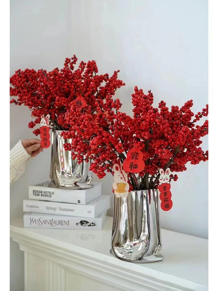 大号轻奢电镀银色手包精品花瓶 60