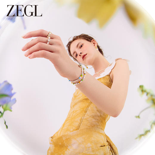 ZEGL设计师轻松春日系列小雏菊碎银子串珠手链女小众蜜蜂小花手饰 商品图4