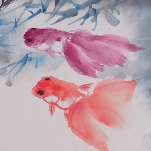 刘羽珊《菱丝游鱼图》国画花鸟 34CM*34CM 约1平尺 纸本（已托底）【原作编号GH0010】 商品图2