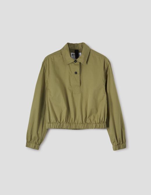 MHL  草绿色/铅白色双扣束腰橄榄球衬衫 商品图11