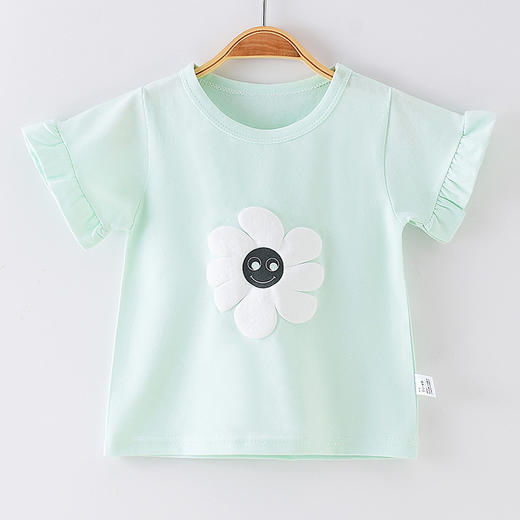 【时尚花边袖T恤】女童纯棉短袖T恤宝宝夏季洋气半袖上衣岁中小儿童打底衫夏装新款 商品图9
