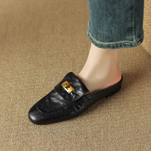 舒适百搭，圆头低跟真皮半拖SSS-S5203 商品图3