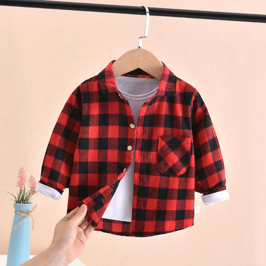【儿童格子翻领衬衫】春秋男童长袖格子衬衣中小童开衫秋装洋气上衣新款童衬衫 商品图6