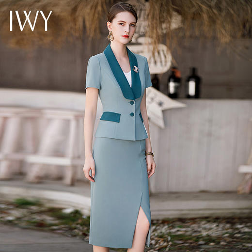IWY/夏款气质名媛半裙女职业西装套装主持人美业前台时尚名媛CS1770 商品图1