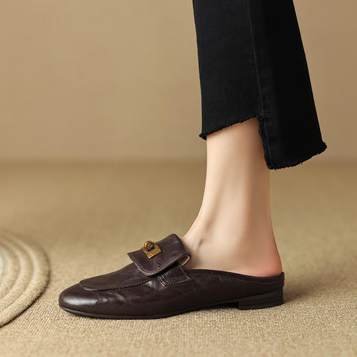 舒适百搭，圆头低跟真皮半拖SSS-S5203 商品图9