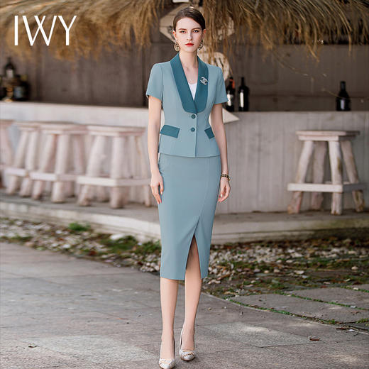 IWY/夏款气质名媛半裙女职业西装套装主持人美业前台时尚名媛CS1770 商品图0