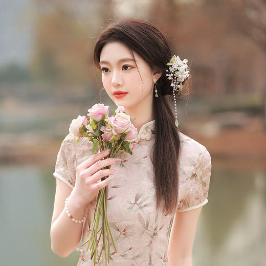 ZAYS-2002春夏改良长款提花旗袍日常年轻少女小清新气质旗袍 商品图5