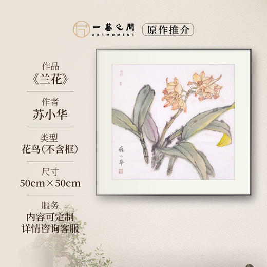 苏小华《兰花》国画花鸟 50CM*50CM 约2.2平尺 纸本（未装框）【原作编号GH0004】 商品图0