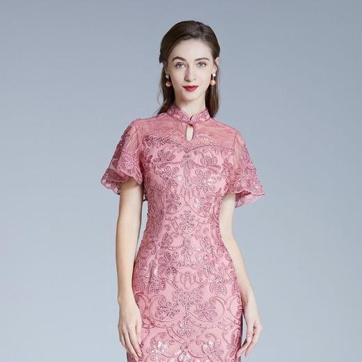 DNO-2GA8824时尚婆婆酒会礼服新款大码红色连衣裙长袖 商品图2