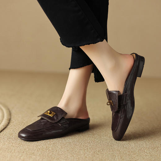 舒适百搭，圆头低跟真皮半拖SSS-S5203 商品图8