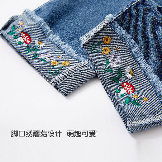 【刺绣设计 童趣可爱】2023春装新款女童牛仔裤可爱休闲裤洋气刺绣阔腿裤儿童直筒长裤子 商品图3