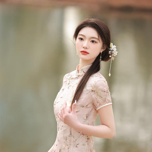 ZAYS-2002春夏改良长款提花旗袍日常年轻少女小清新气质旗袍 商品图6