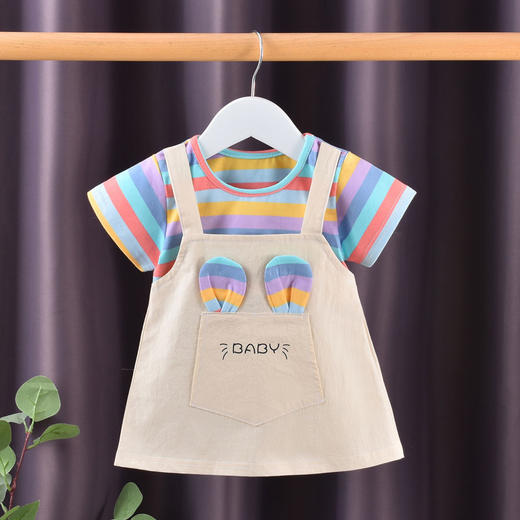 【婴幼儿背带裙 俏皮可爱】2023年新款女童连衣裙夏季新款洋气纯棉薄款夏天短袖女孩儿童裙子 商品图6