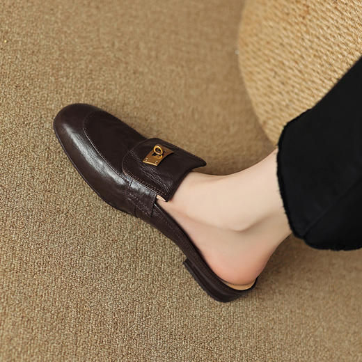 舒适百搭，圆头低跟真皮半拖SSS-S5203 商品图12