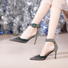 夏季尖头高跟鞋，时尚包头凉鞋女士细跟性感磨砂翻皮水钻扣带女鞋女CX-A219-621 商品缩略图1