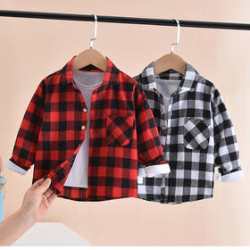 【儿童格子翻领衬衫】春秋男童长袖格子衬衣中小童开衫秋装洋气上衣新款童衬衫