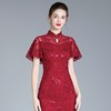 DNO-2GA8824时尚婆婆酒会礼服新款大码红色连衣裙长袖 商品缩略图3