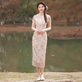 ZAYS-2002春夏改良长款提花旗袍日常年轻少女小清新气质旗袍