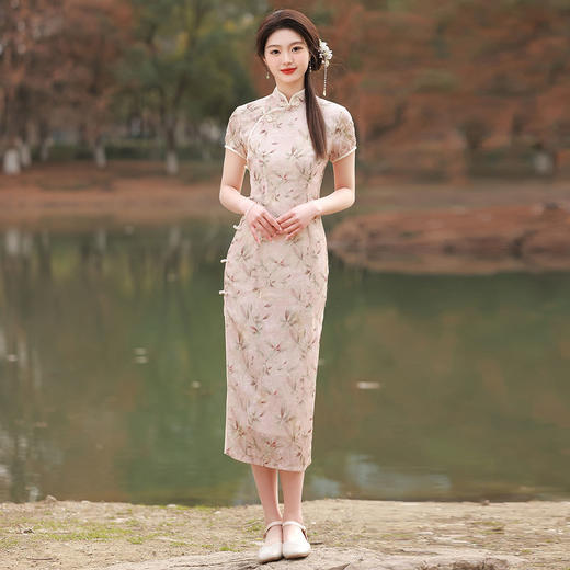 ZAYS-2002春夏改良长款提花旗袍日常年轻少女小清新气质旗袍 商品图0