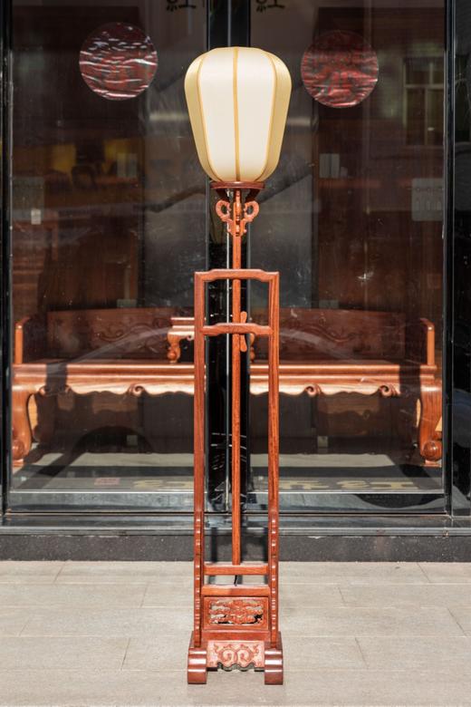 红桥红  家具严选  缅甸花梨（大果紫檀）【嘉木堂升降式灯台 宫灯】 商品图1