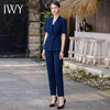IWY/藏青色夏季短袖西装套装女职业新款轻薄透气高端套裙女CP1777 商品缩略图3
