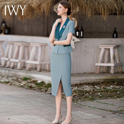 IWY/夏款气质名媛半裙女职业西装套装主持人美业前台时尚名媛CS1770 商品图3