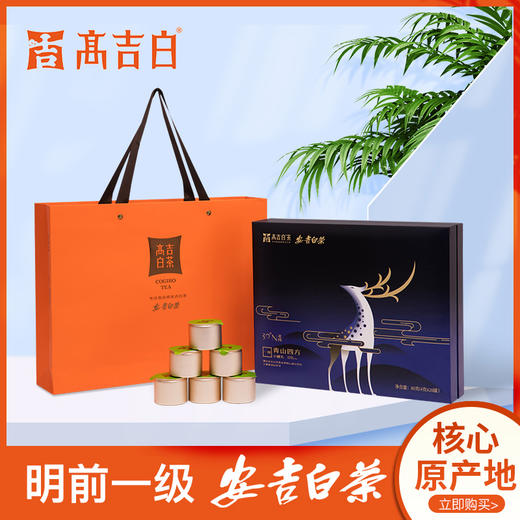 【新茶！3月底发货】高吉白 一级安吉白茶 明前绿茶 青山四方礼盒 80g/盒（天猫同款） 商品图0