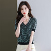 夏装新款，V领冰丝短袖t恤女半袖上衣薄款针织衫洋气蕾丝小衫CC-89-5151 商品缩略图2