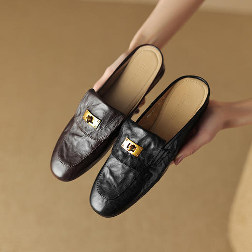 舒适百搭，圆头低跟真皮半拖SSS-S5203 商品图6