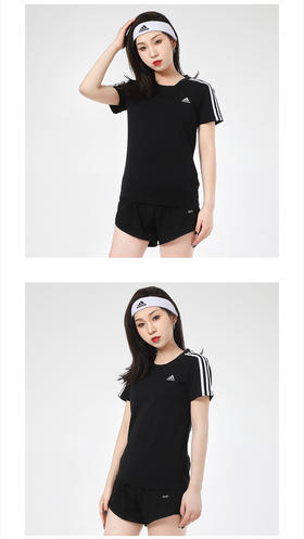 阿迪达斯（adidas）女装t恤衫 23夏新款运动服跑步训练健身半袖全棉透气休闲圆领短袖 GL0784