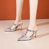 铆钉尖头高跟鞋，欧美柳丁细跟一字丁字带凉鞋女柳钉包头拖鞋女CX-51-7-1 商品缩略图1
