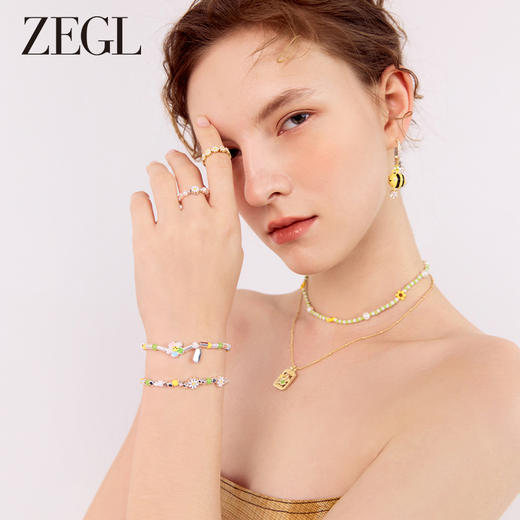 ZEGL设计师轻松春日系列小雏菊碎银子串珠手链女小众蜜蜂小花手饰 商品图6