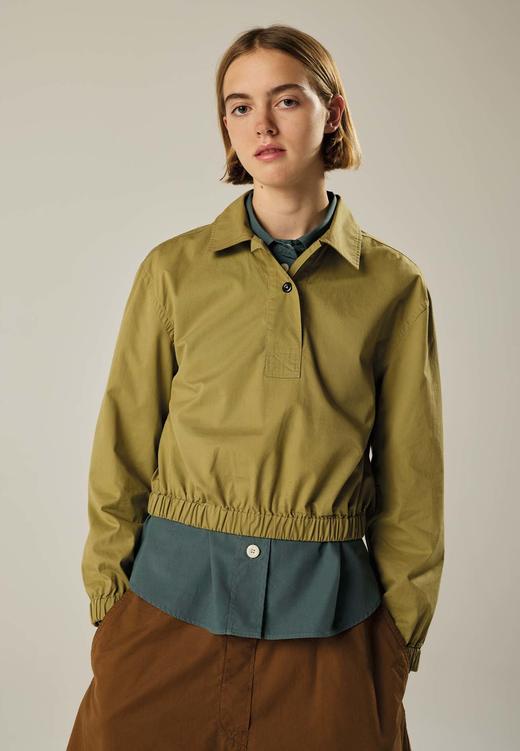 MHL  草绿色/铅白色双扣束腰橄榄球衬衫 商品图9