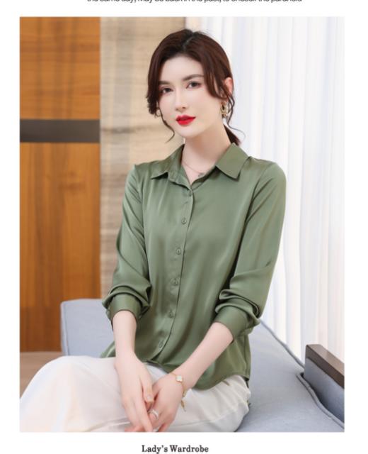 【简牧羊真丝缎面衬衫】质感一绝的真丝缎面轻奢衬衫来啦！！真丝缎面的光泽感，超赞的柔顺度和垂坠感❗ 商品图9