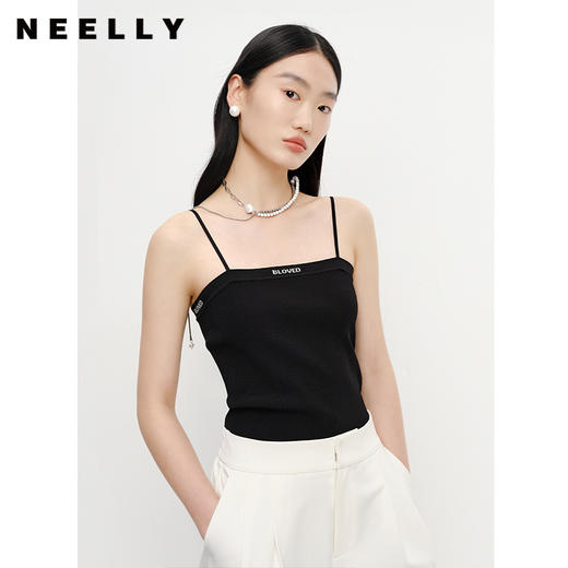 NEELLY纳俪商场同款夏季新款平口针织衫吊带小背心内搭显瘦上衣N23042A01033 商品图0