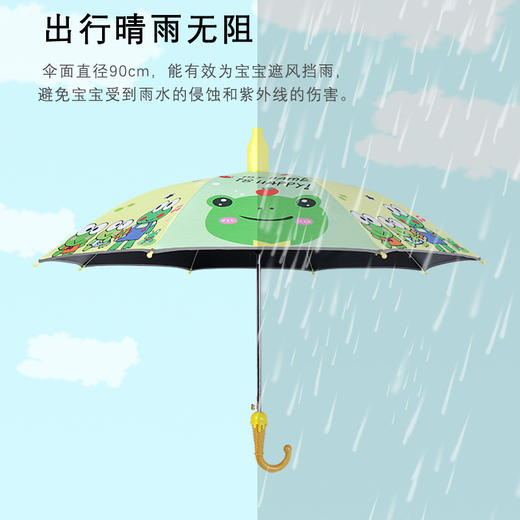 【好物推荐】创意黑胶长柄雨伞八骨直杆儿童伞有夜间反光条 商品图1