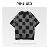 PINLI品立新款撞色体恤几何印花格子V领短袖T恤男装夏季潮牌上衣B222111067 商品缩略图5