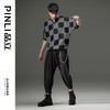 PINLI品立新款撞色体恤几何印花格子V领短袖T恤男装夏季潮牌上衣B222111067 商品缩略图2