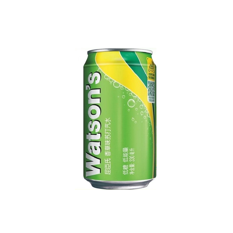 屈臣氏苏打水香草味气泡水330ml/罐