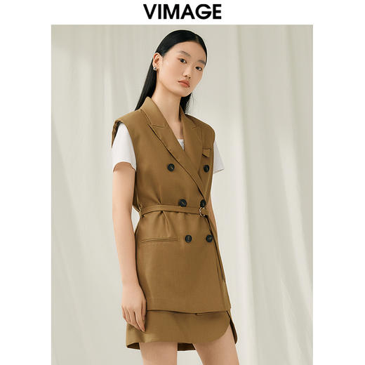 VIMAGE纬漫纪夏季新款百搭马甲简约修身薄外套V1903510 商品图2