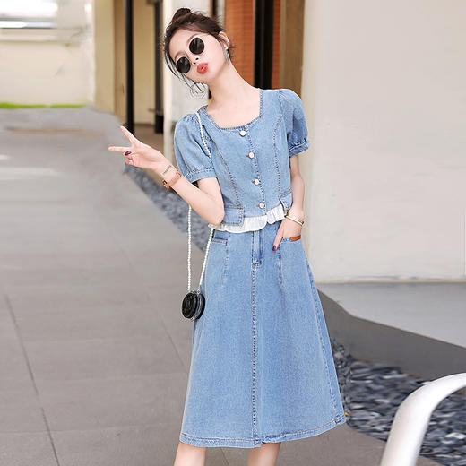 牛仔复古拼接，半身裙两件套裙HR-CPYY2353 商品图4