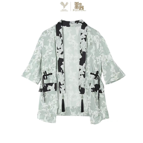 太平鸟女装国家宝藏&PEACEBIRD联名外披式衬衫A5CAC2C92绿色纹样