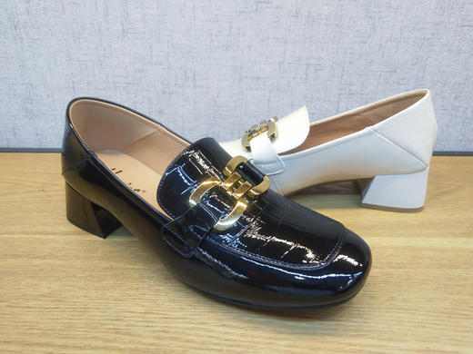 2021秋季新款豪行休闲女鞋213Q05159舒适中跟牛皮单鞋英伦乐福鞋 商品图5