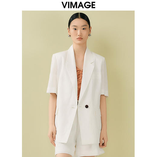 VIMAGE纬漫纪夏季新款通勤纯色短袖宽松西装外套V1903512 商品图5