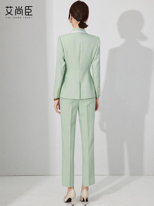 艾尚臣绿色西装外套女春季气质上班工作服教师职业装套装面试正装 商品图4